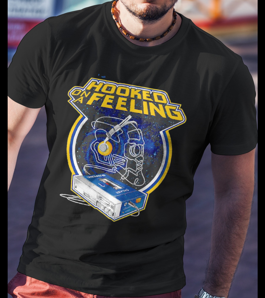Hooked On A Feeling Cassette Tape And Headphones Space T-Shirt