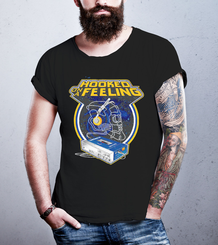Hooked On A Feeling Cassette Tape And Headphones Space T-Shirt