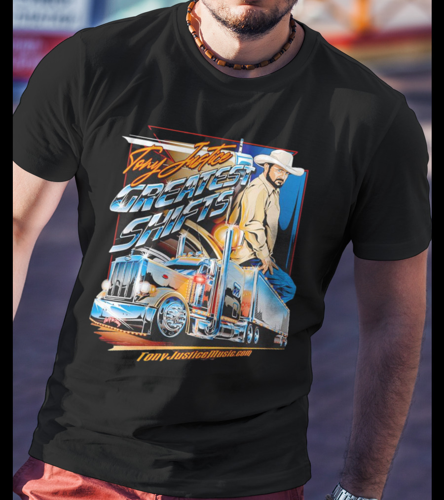 Tony Justice Music Greatest Shifts Trucking Art Cowboy T-Shirt