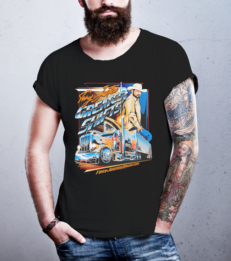 Tony Justice Music Greatest Shifts Trucking Art Cowboy T-Shirt