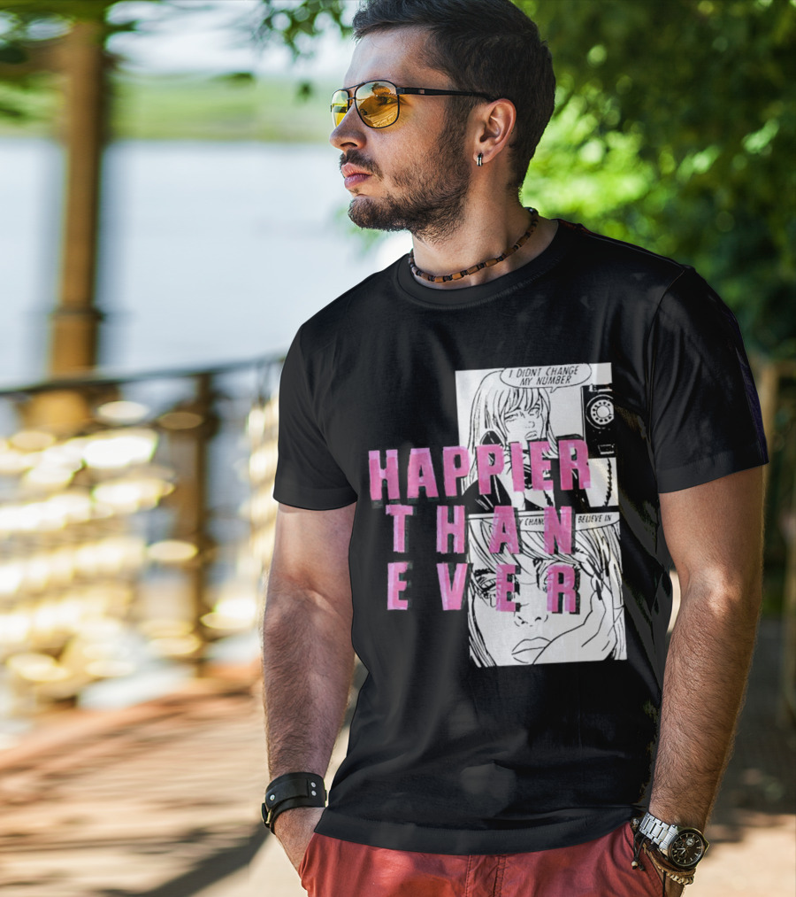 Happier Than Ever Didn't Change My Number Billie Eilish Comic T-Shirt
