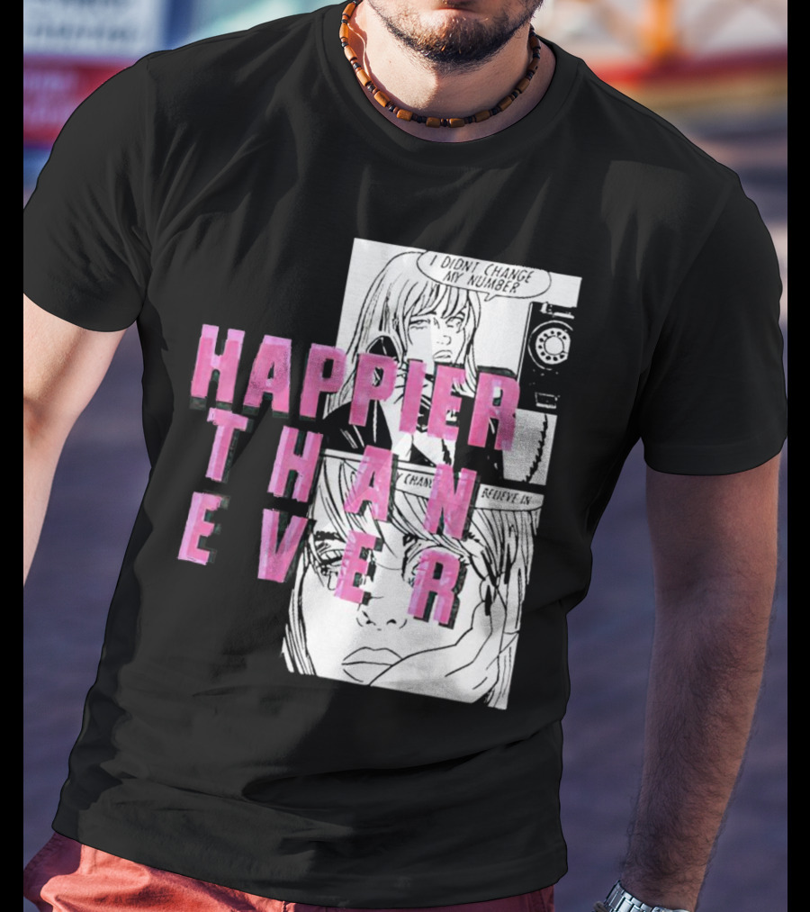 Happier Than Ever Didn't Change My Number Billie Eilish Comic T-Shirt