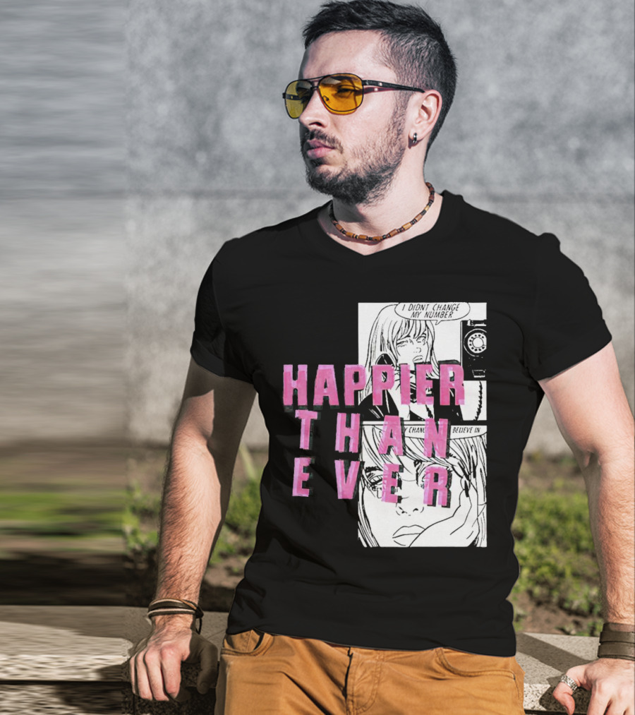 Happier Than Ever Didn't Change My Number Billie Eilish Comic T-Shirt