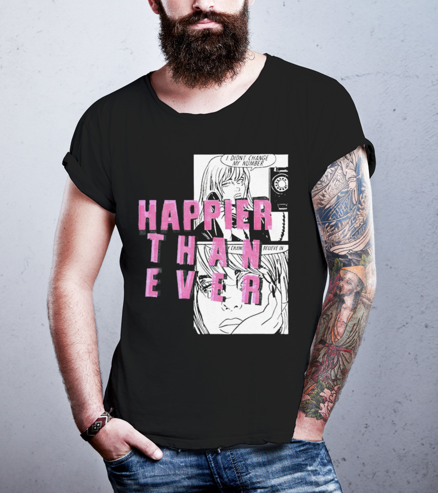 Happier Than Ever Didn't Change My Number Billie Eilish Comic T-Shirt