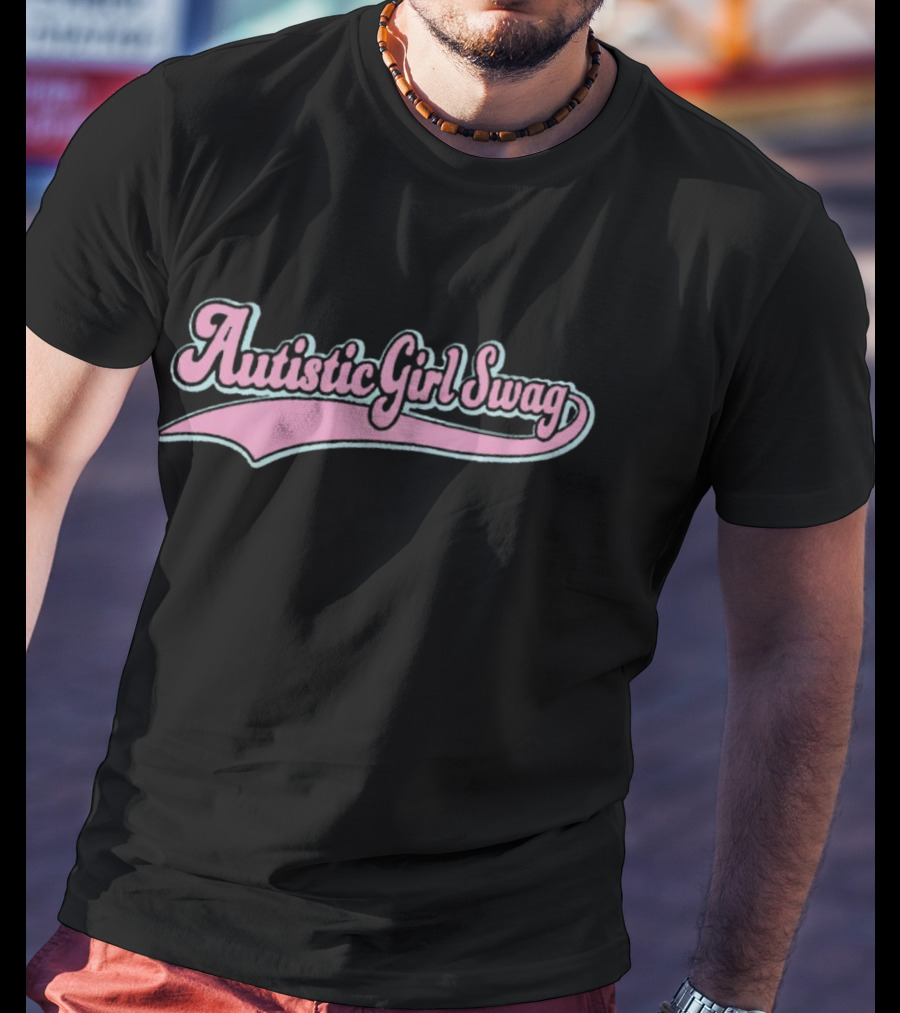 Autistic Girl Swag Retro Style Baseball Font T-Shirt