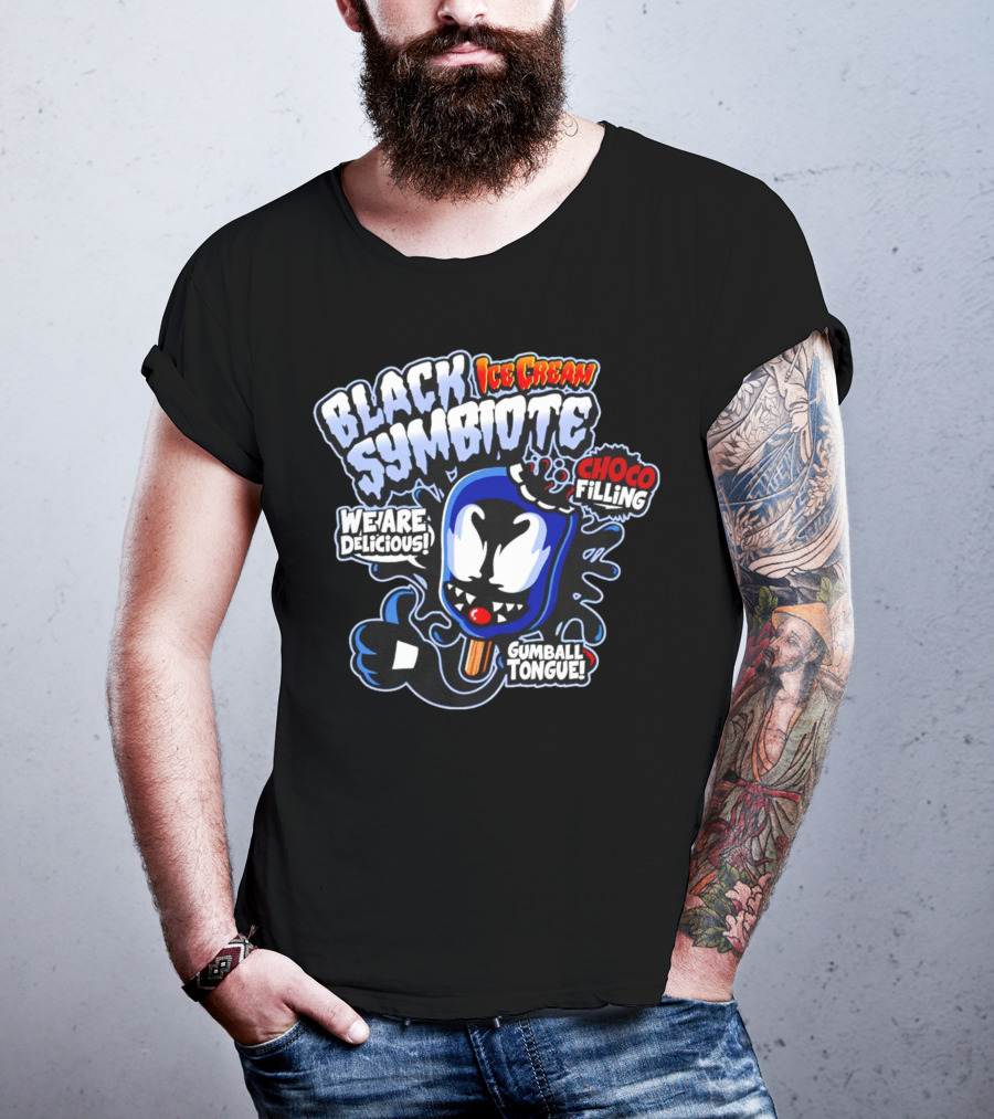 Black Symbiote Ice Cream Choco Filling Gumball Tongue We Are Delicious T-Shirt