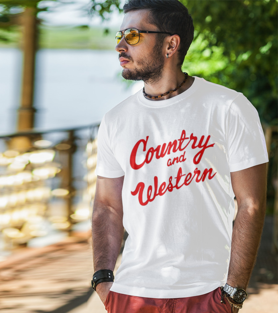 Country And Western Red Script T-Shirt