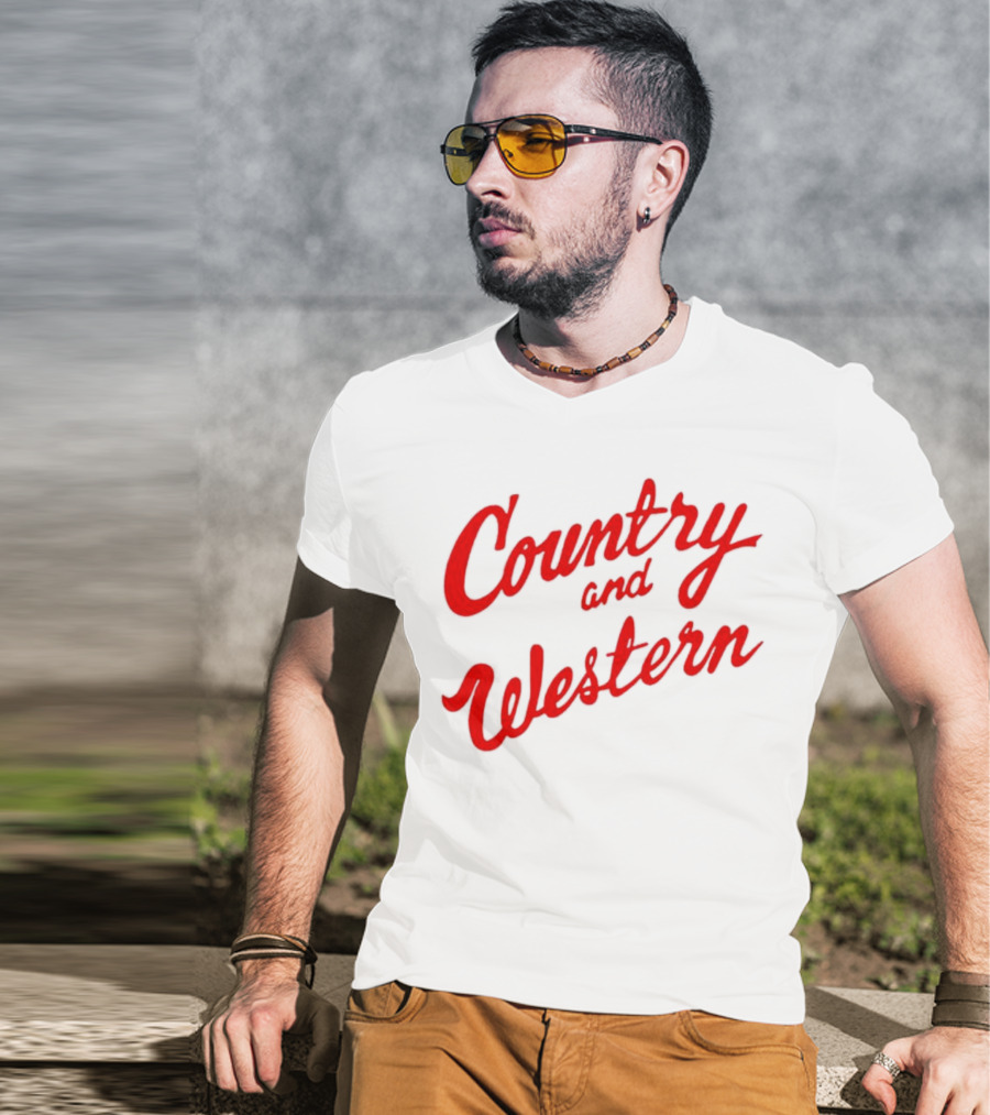 Country And Western Red Script T-Shirt