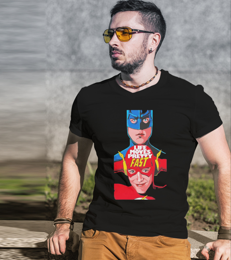 Life Moves Pretty Fast Batman And Flash Crossover T-Shirt