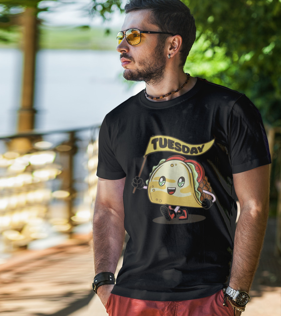 Happy Taco Holding Tuesday Flag T-Shirt