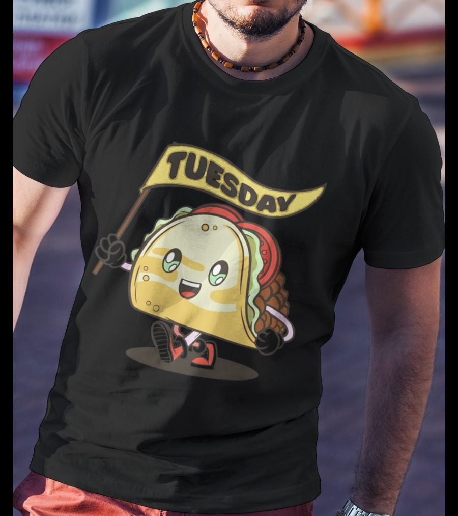 Happy Taco Holding Tuesday Flag T-Shirt