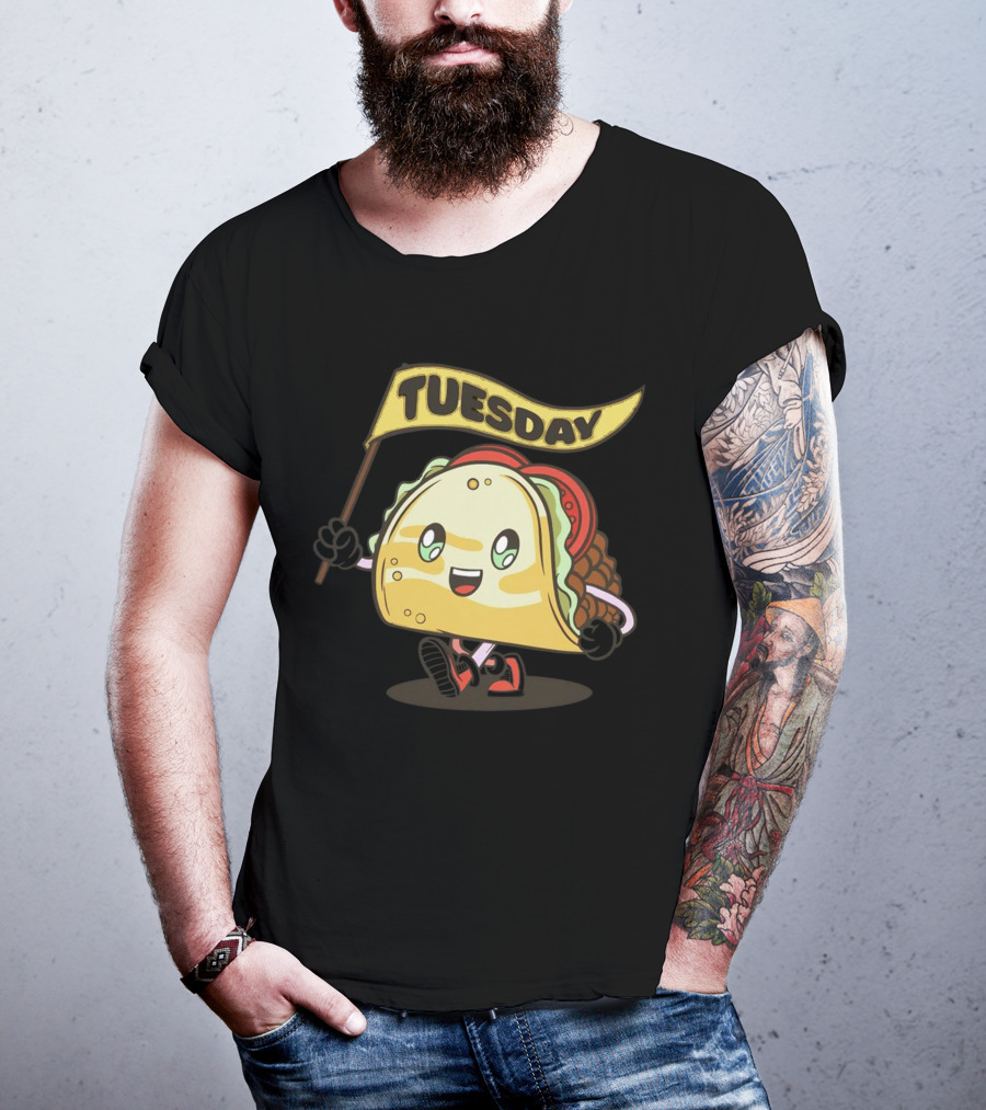 Happy Taco Holding Tuesday Flag T-Shirt