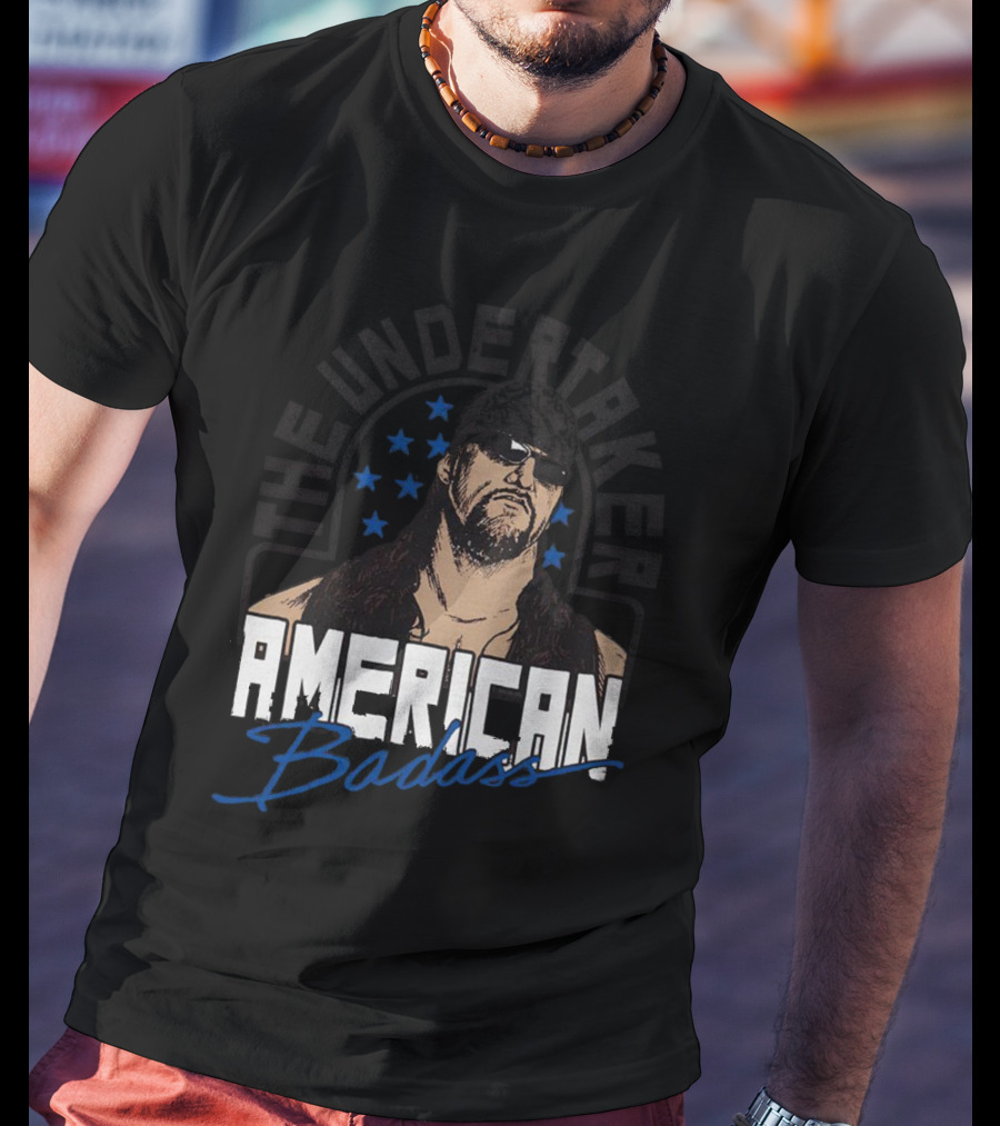 The Undertaker American Badass Stars Sunglasses Long Hair T-Shirt