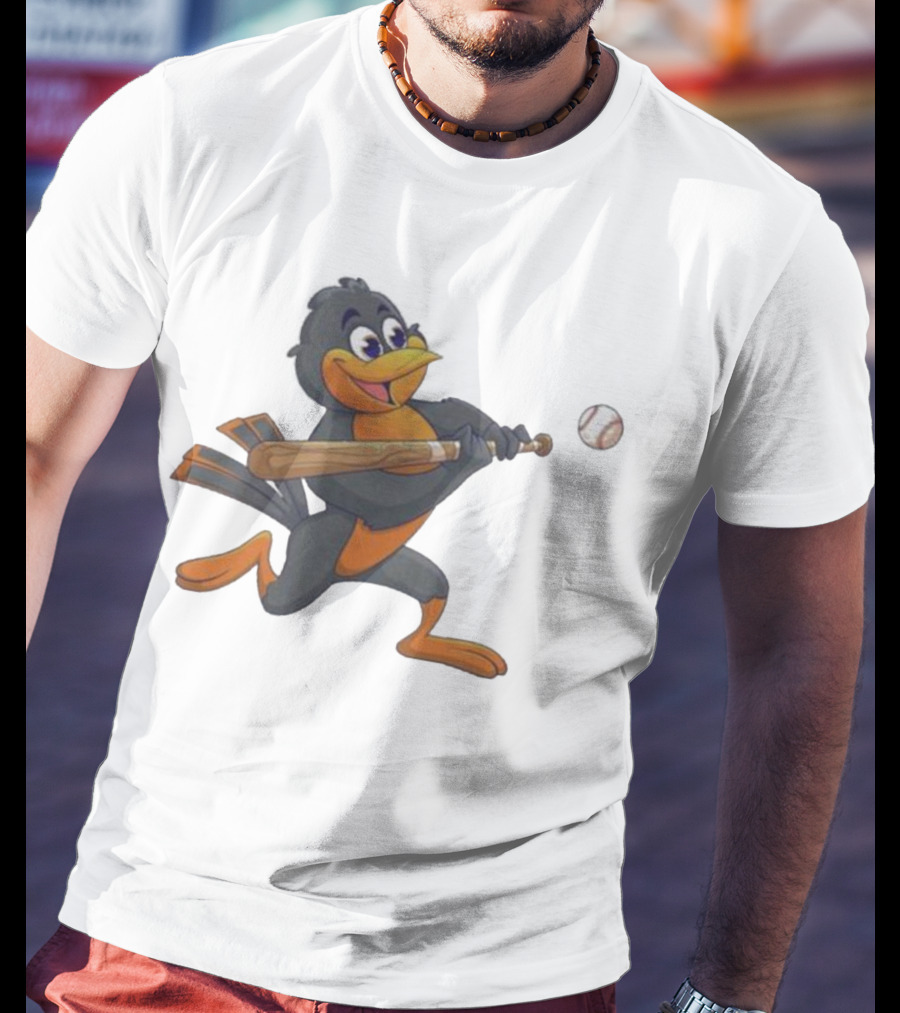 Baltimore Orioles Bird Bat Baseball Swing T-Shirt