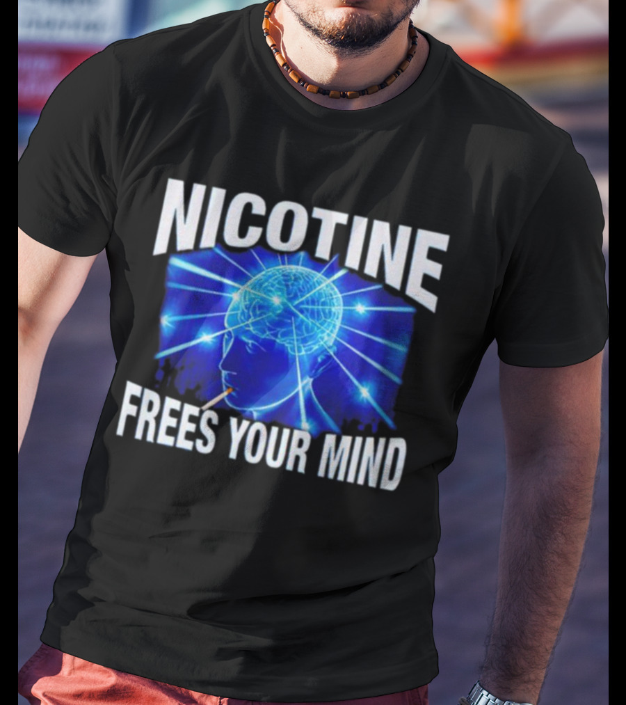 Nicotine Frees Your Mind Electric Brain Smoke Effect T-Shirt