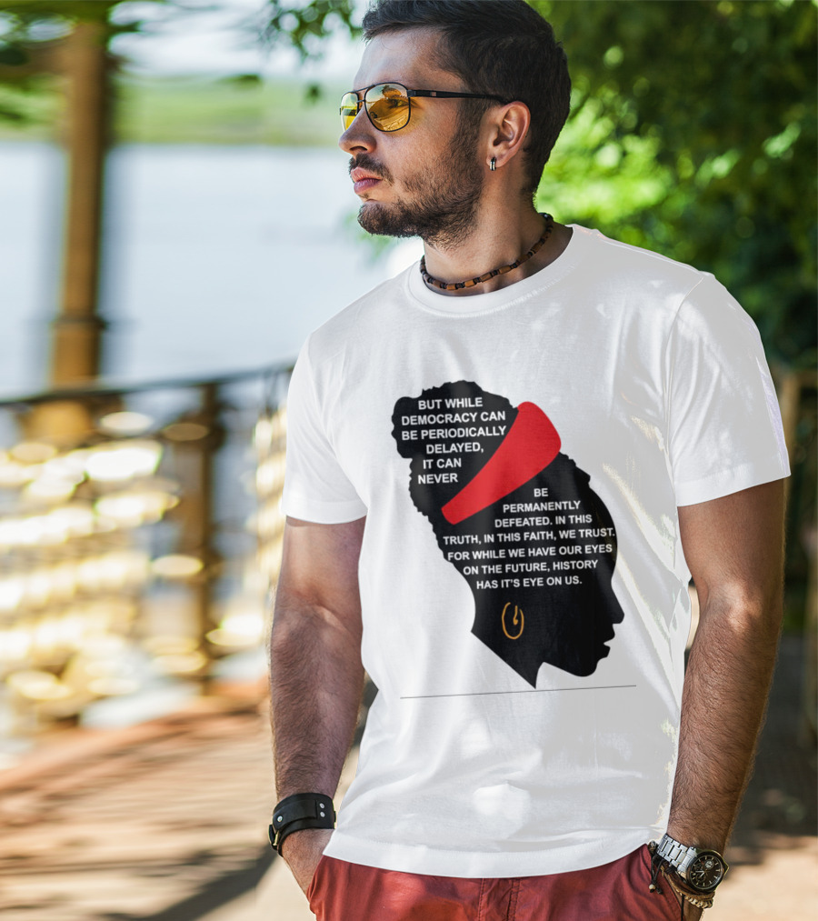 Amanda Gorman Democracy Periodically Delayed Never Permanently Defeated Silhouette With Red Headband T-Shirt