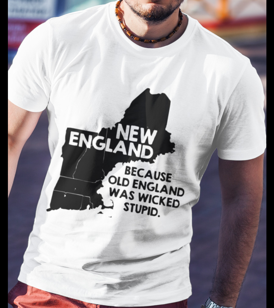New England Map Outline Because Old England Was Wicked Stupid T-Shirt