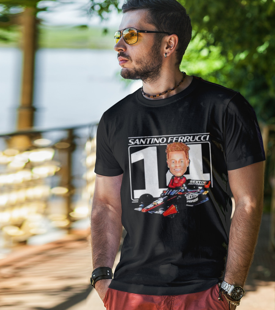 Santino Ferrucci 14 Sexton Properties Cartoon Racing Car T-Shirt