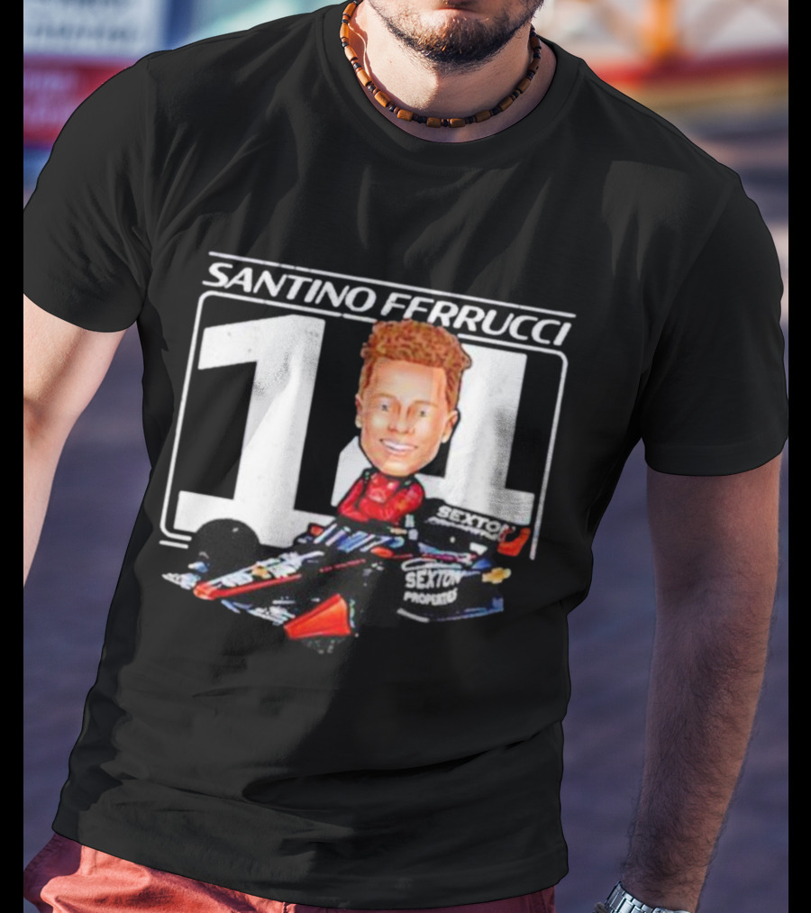 Santino Ferrucci 14 Sexton Properties Cartoon Racing Car T-Shirt
