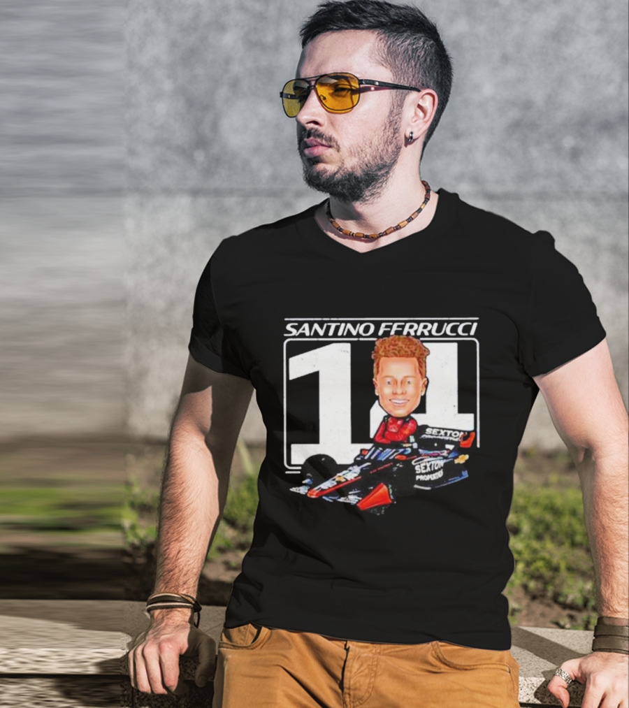 Santino Ferrucci 14 Sexton Properties Cartoon Racing Car T-Shirt