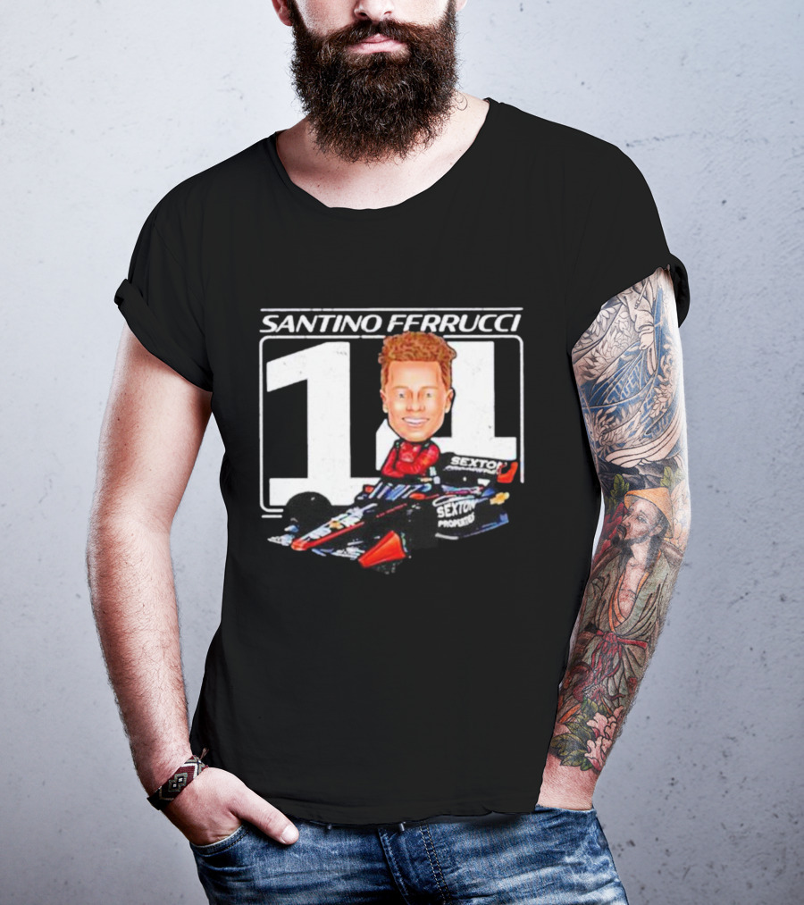 Santino Ferrucci 14 Sexton Properties Cartoon Racing Car T-Shirt