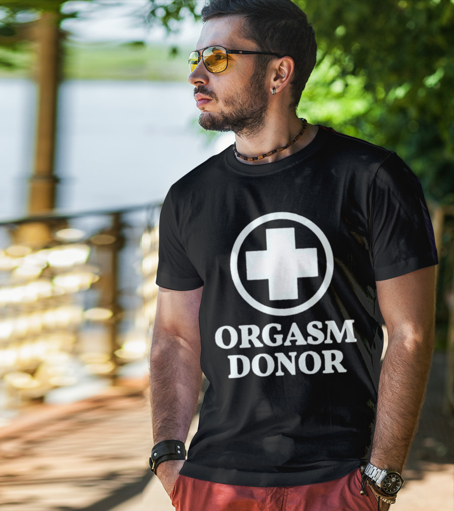 Orgasm Donor White Cross Circle T-Shirt
