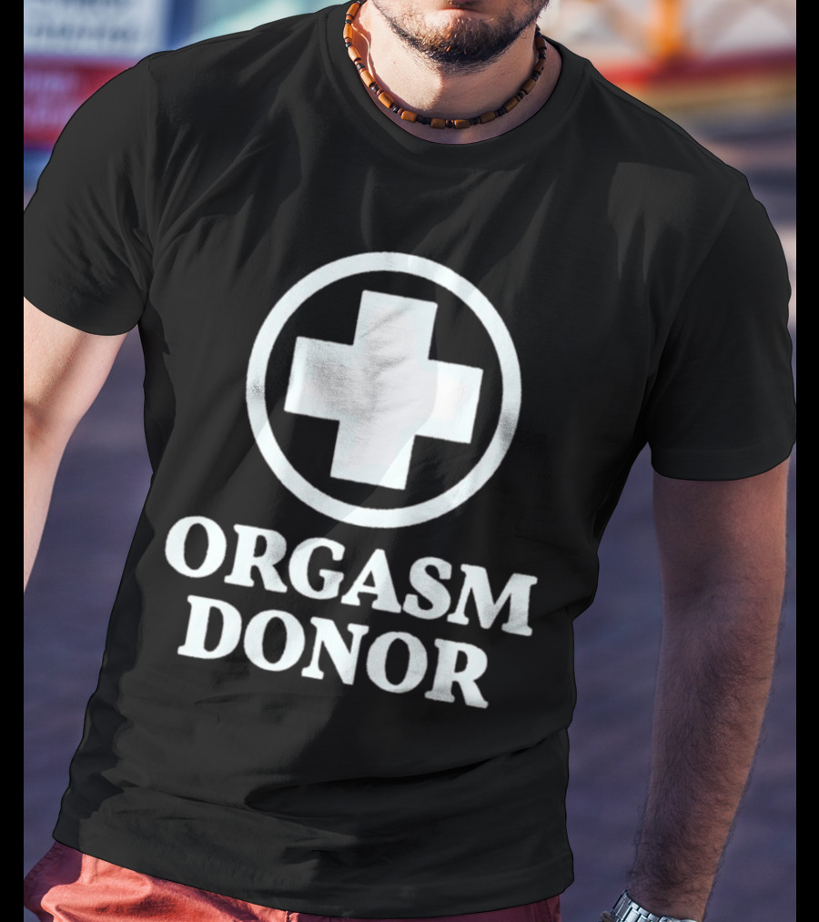 Orgasm Donor White Cross Circle T-Shirt