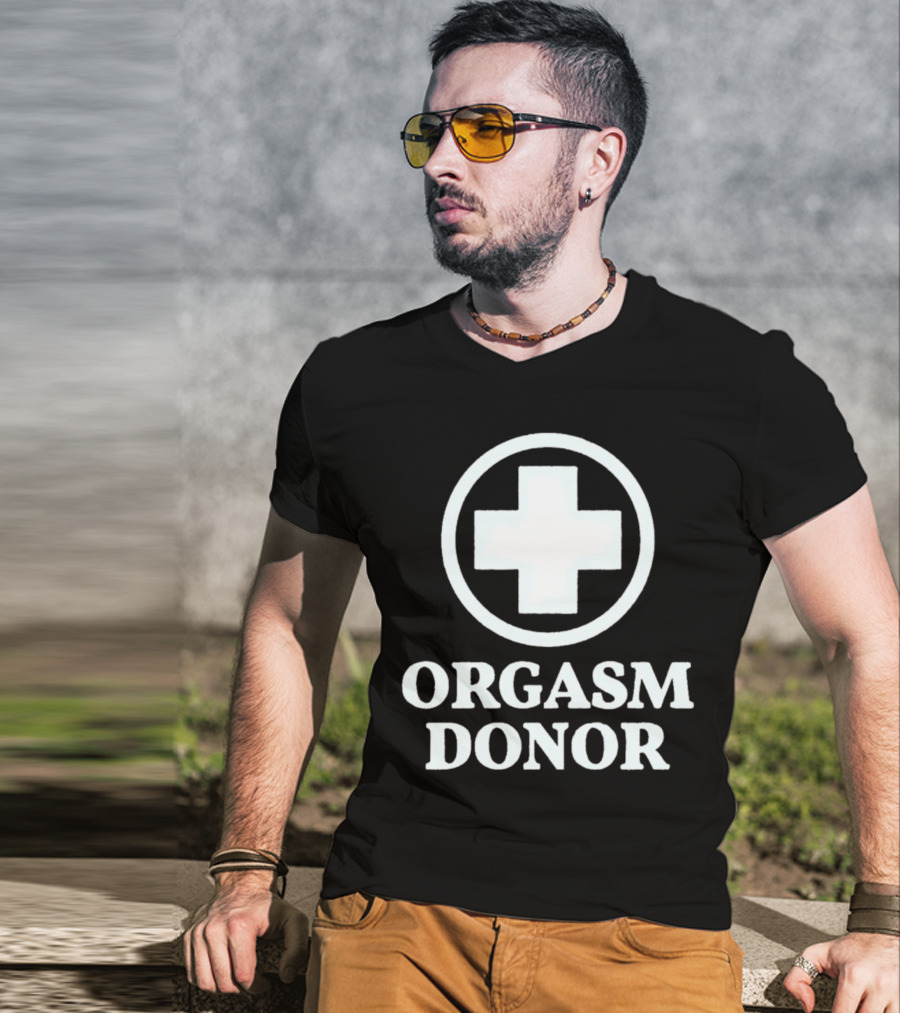 Orgasm Donor White Cross Circle T-Shirt