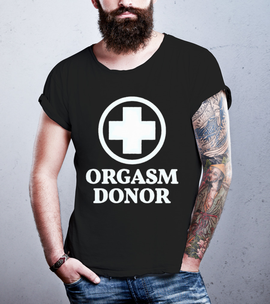 Orgasm Donor White Cross Circle T-Shirt