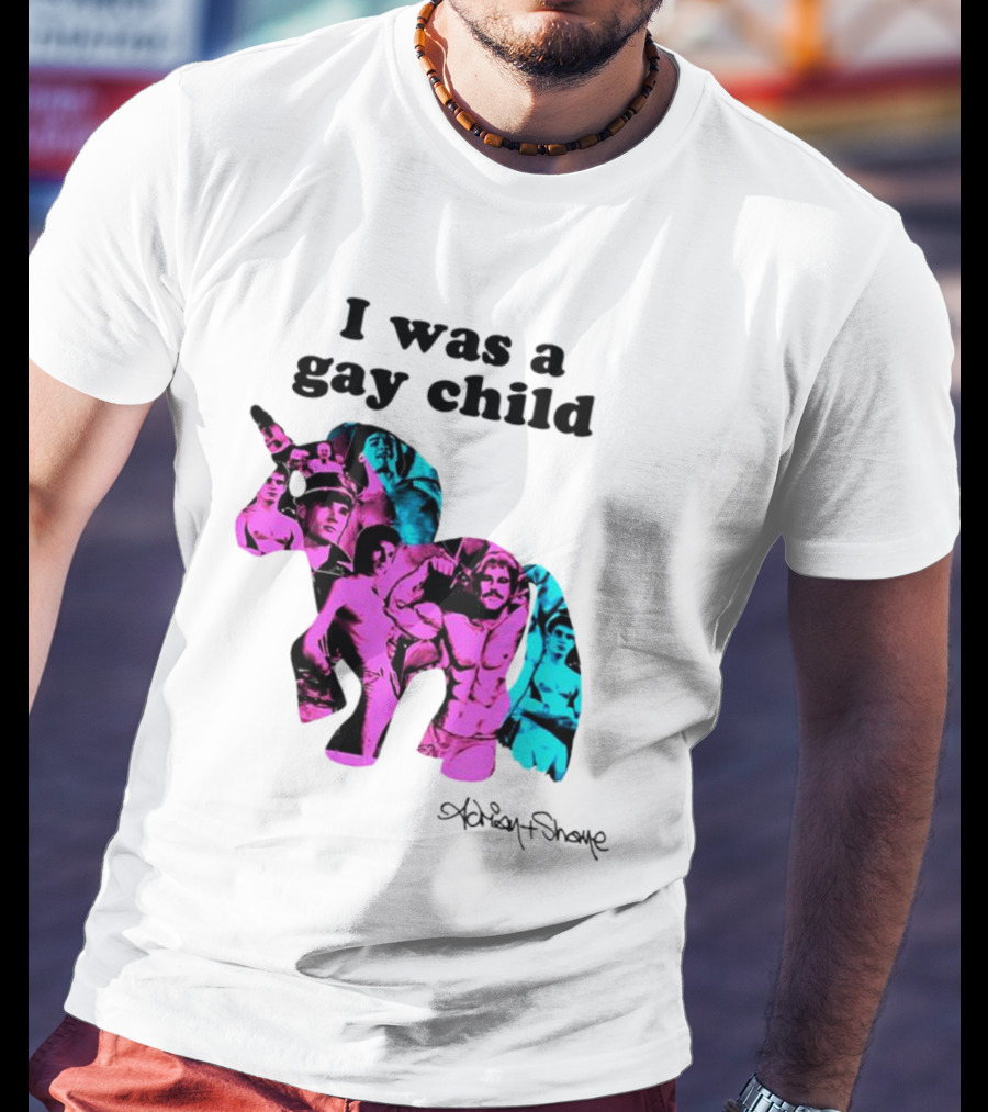 Adrian And Shane I Was A Gay Child Unicorn Collage T-Shirt