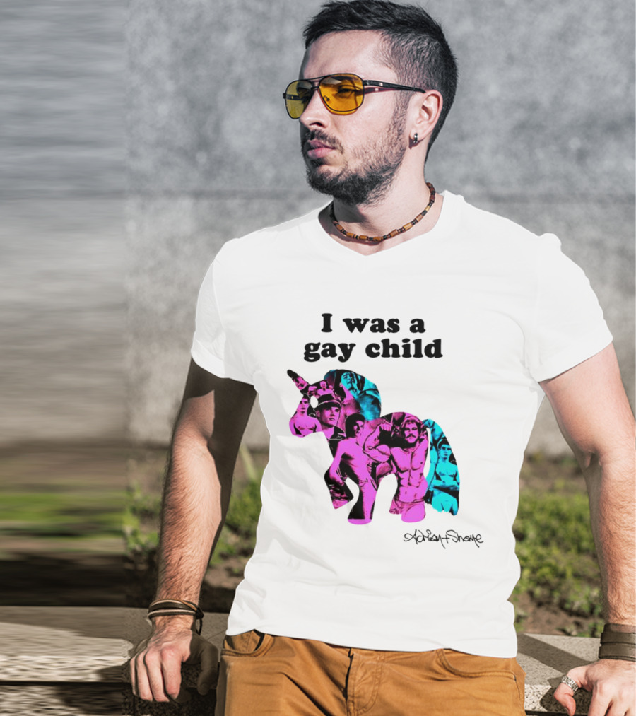 Adrian And Shane I Was A Gay Child Unicorn Collage T-Shirt