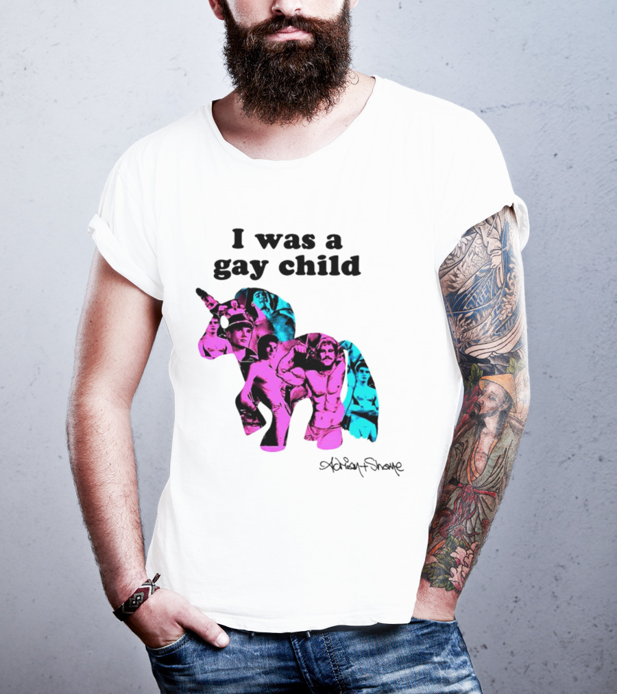 Adrian And Shane I Was A Gay Child Unicorn Collage T-Shirt