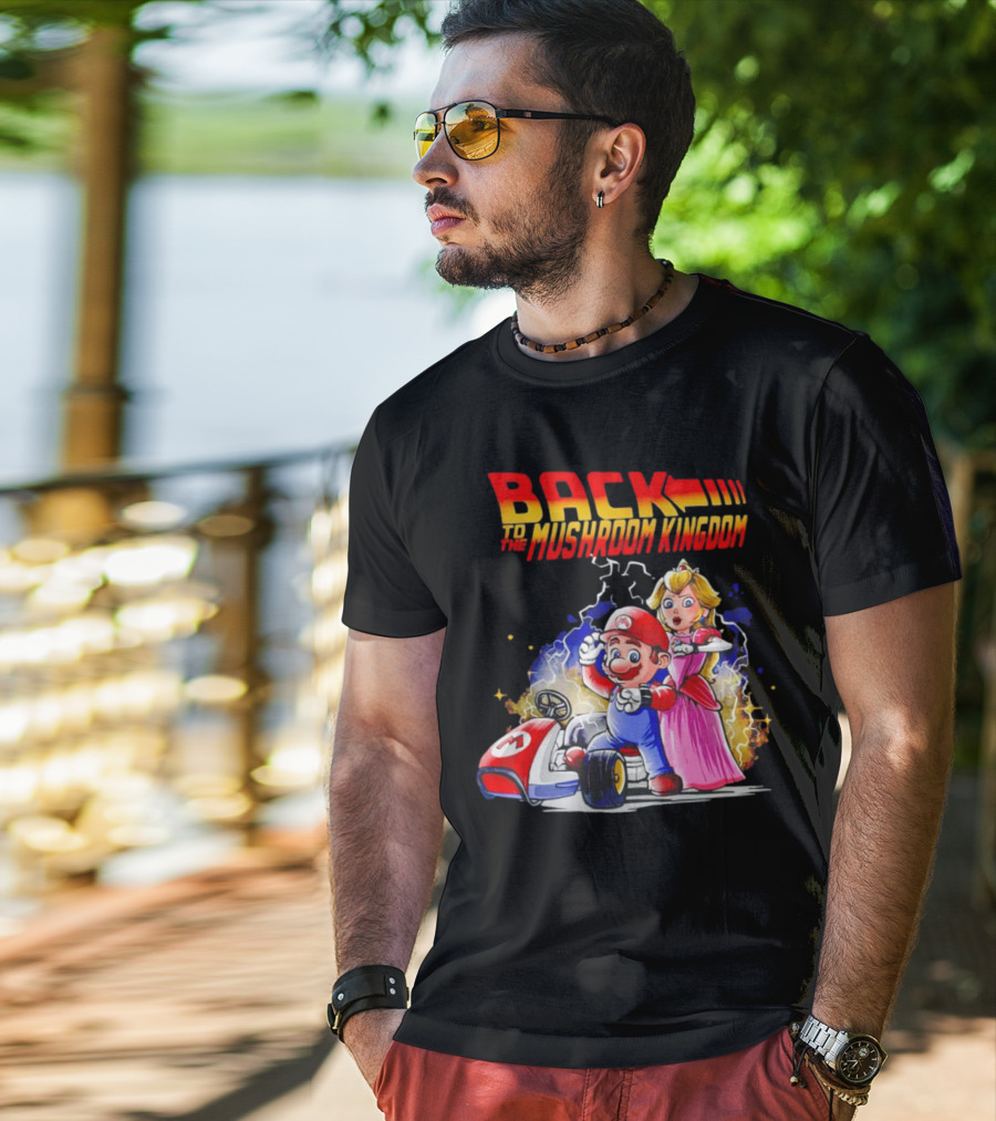 Back To The Mushroom Kingdom Mario Princess Kart Lightning Retro Adventure T-Shirt
