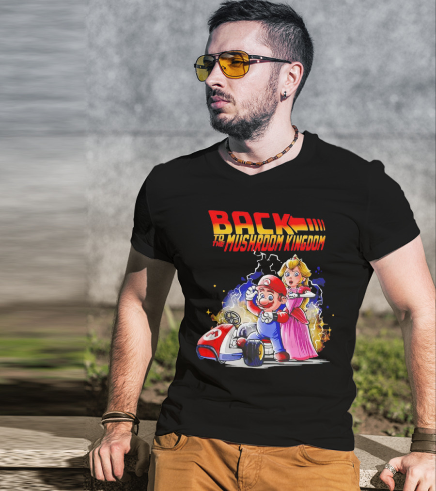 Back To The Mushroom Kingdom Mario Princess Kart Lightning Retro Adventure T-Shirt