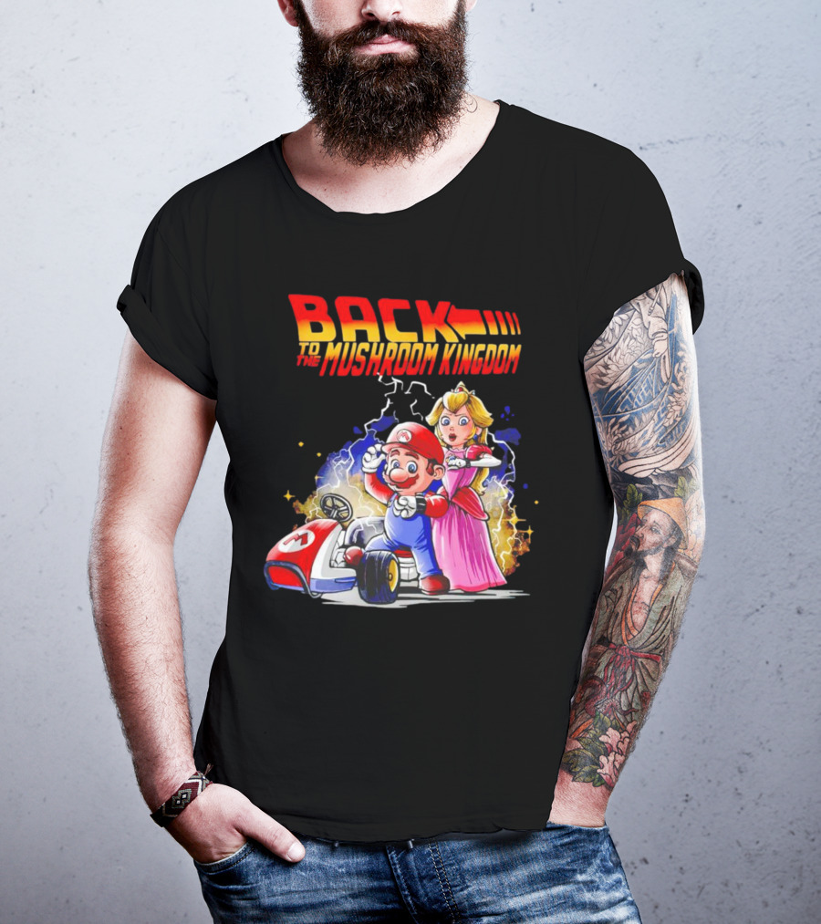 Back To The Mushroom Kingdom Mario Princess Kart Lightning Retro Adventure T-Shirt