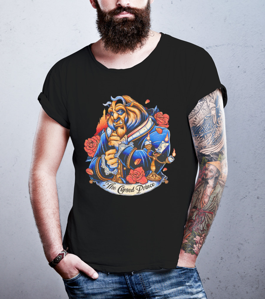 The Beast The Cursed Prince Roses And Candle Companion Scene T-Shirt
