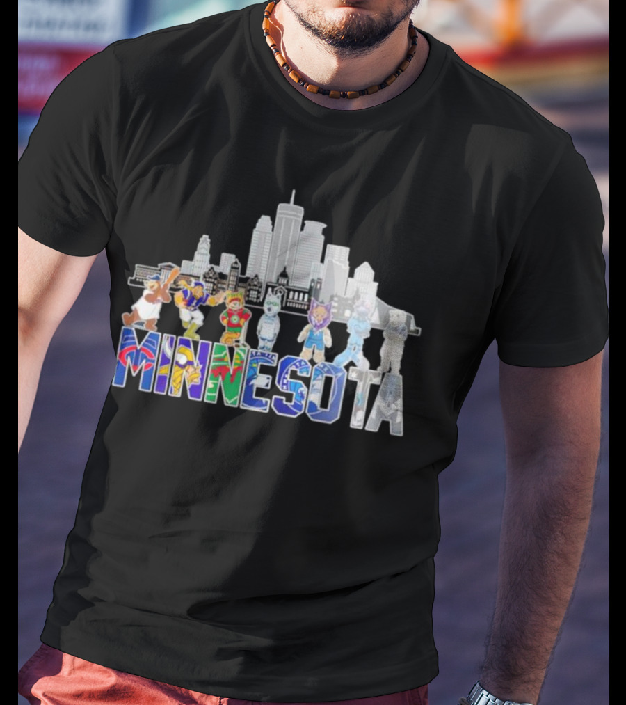 Minnesota Sports City Mascots Skyline T-Shirt