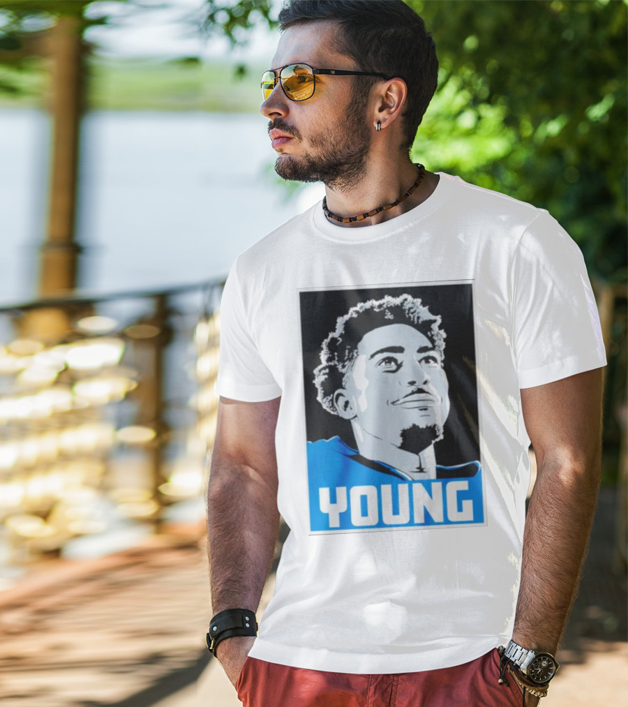 Bryce Young Football Portrait Black And Blue Young T-Shirt