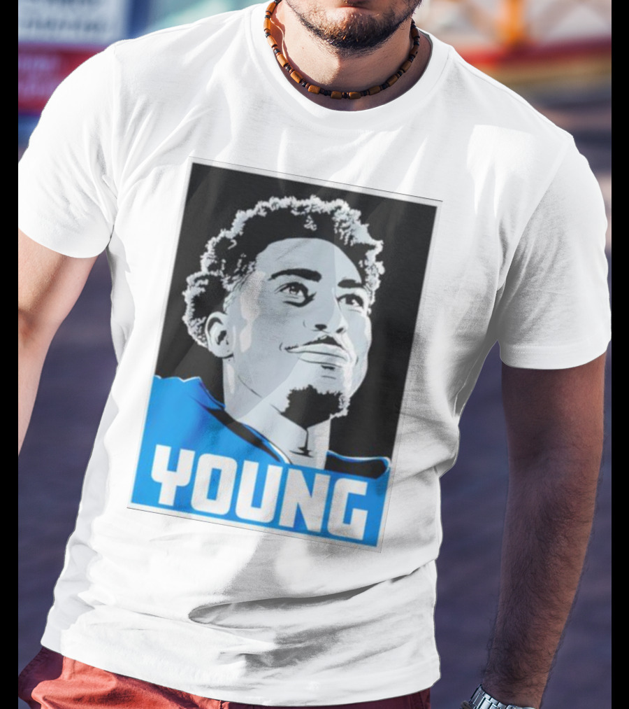 Bryce Young Football Portrait Black And Blue Young T-Shirt