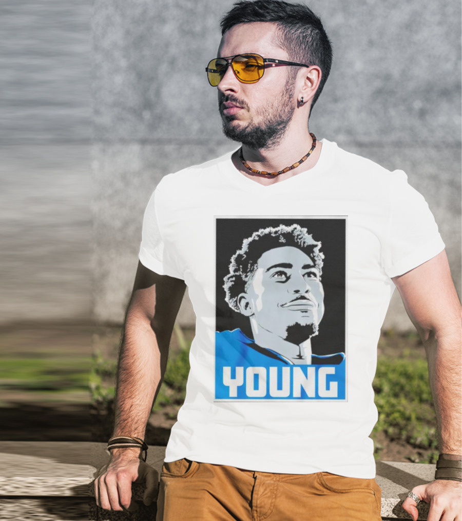 Bryce Young Football Portrait Black And Blue Young T-Shirt