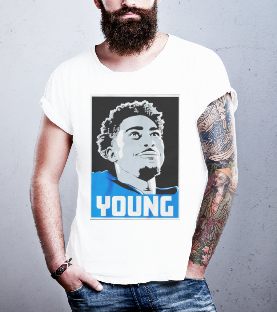 Bryce Young Football Portrait Black And Blue Young T-Shirt
