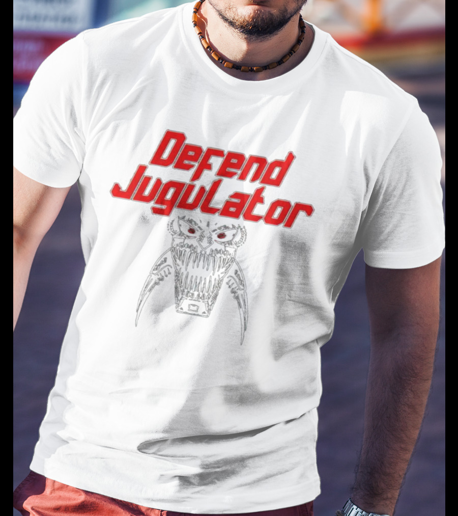 Defend Jugulator Metal Beast With Fangs And Red Eyes T-Shirt