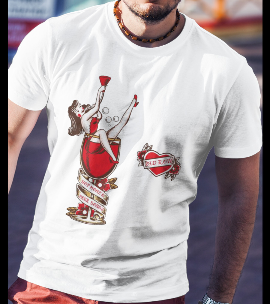 Hot Moms And Beer Bongs Old Row Retro Pin-Up T-Shirt