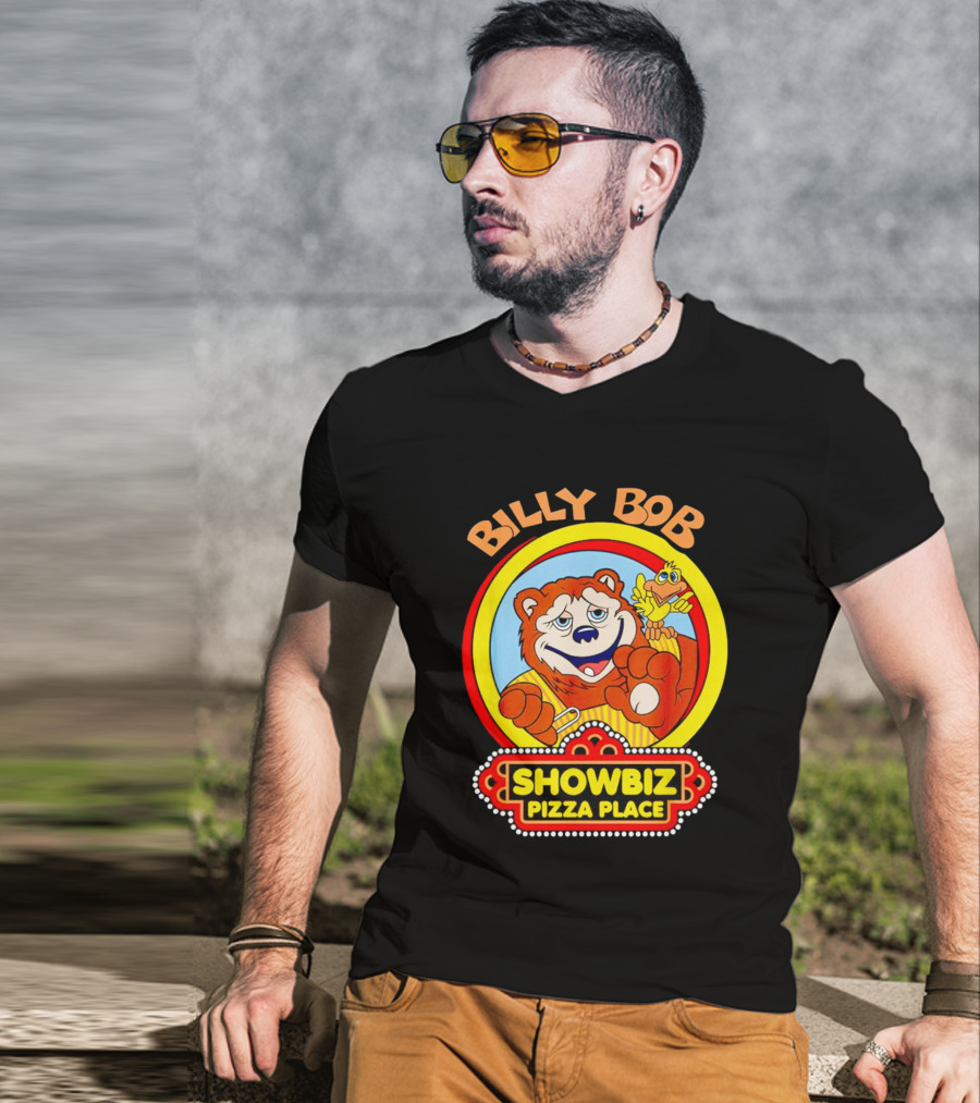 Billy Bob Showbiz Pizza Place Animated Bear And Bird T-Shirt