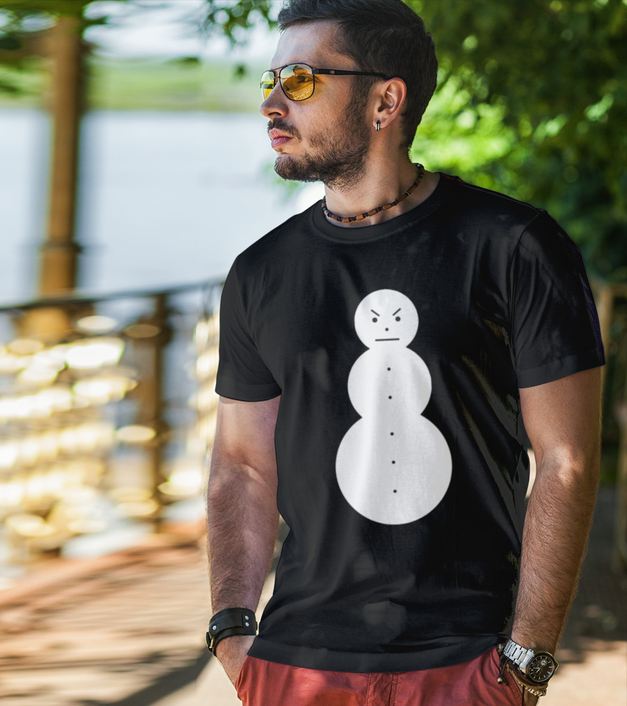 Snowman Annoyed Face Expression T-Shirt