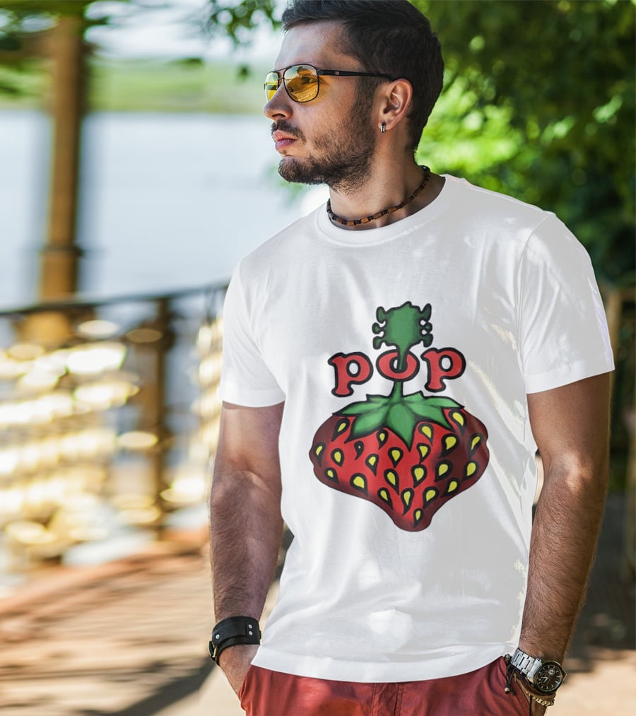 Strawberry Fields Pop Festival Logo With Strawberry T-Shirt