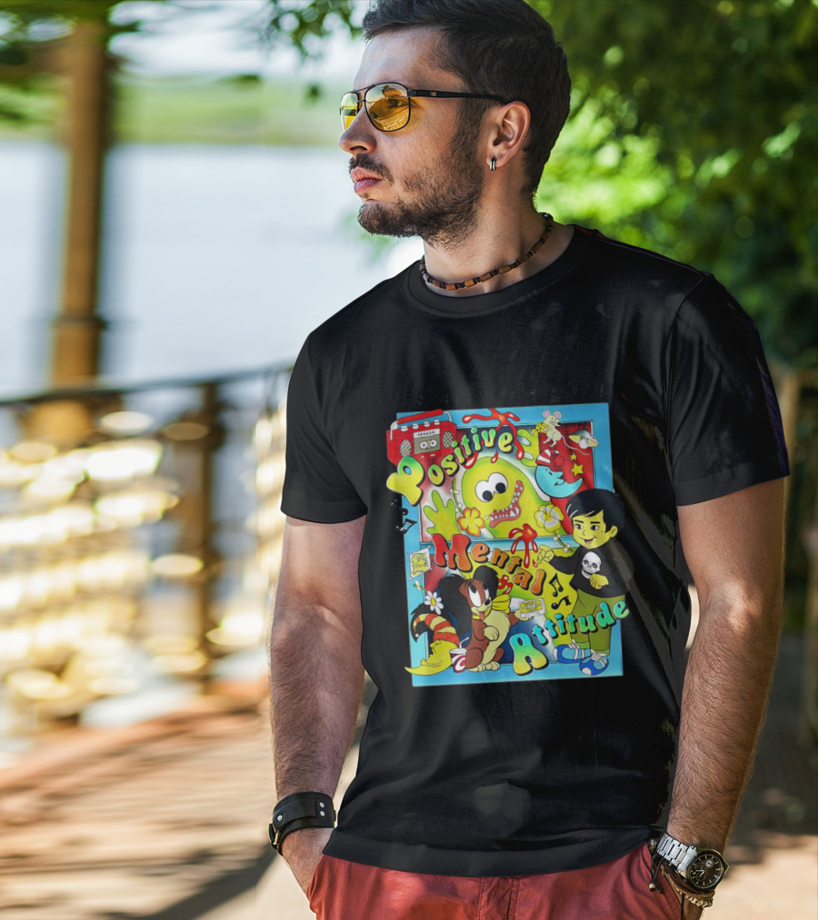 It's Never Too Late For A Positive Mental Attitude Cartoon Characters Music And Fun Elements T-Shirt