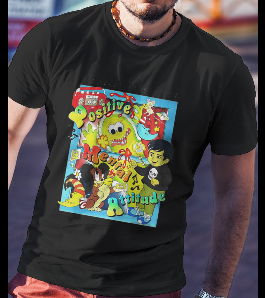 It's Never Too Late For A Positive Mental Attitude Cartoon Characters Music And Fun Elements T-Shirt
