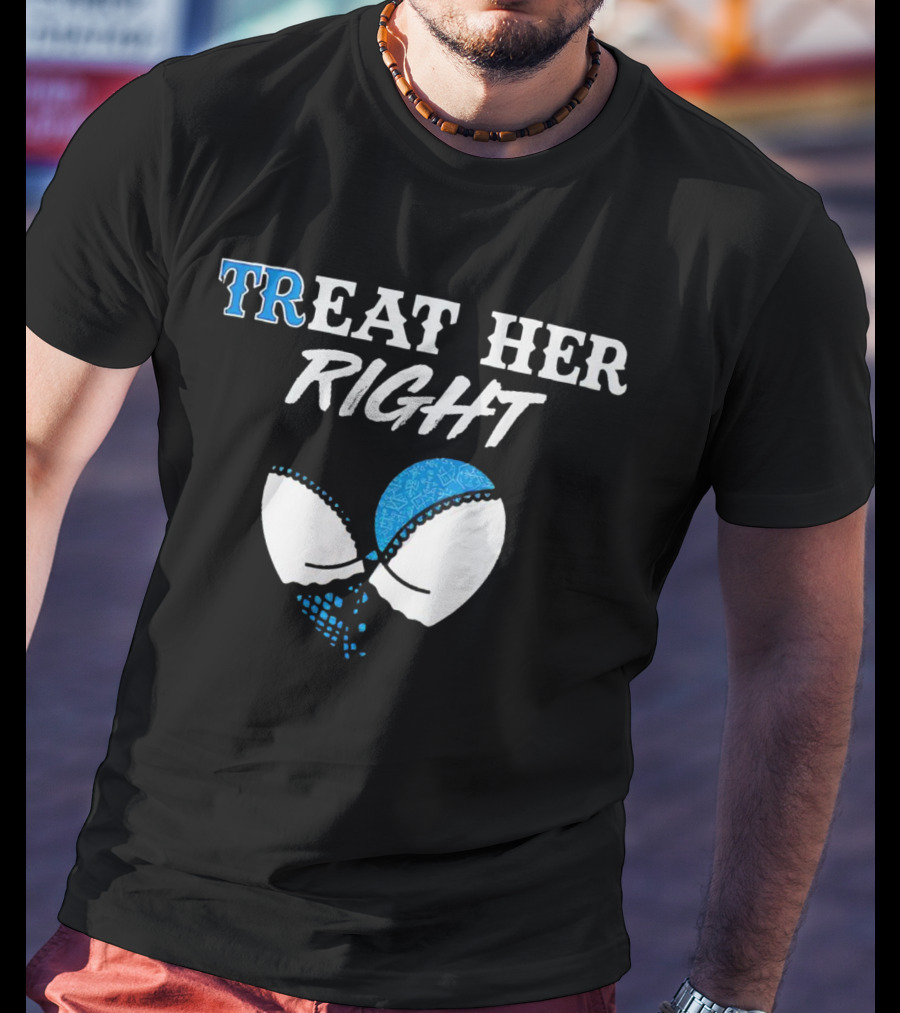 TREAT HER RIGHT Blue And White Lace T-Shirt