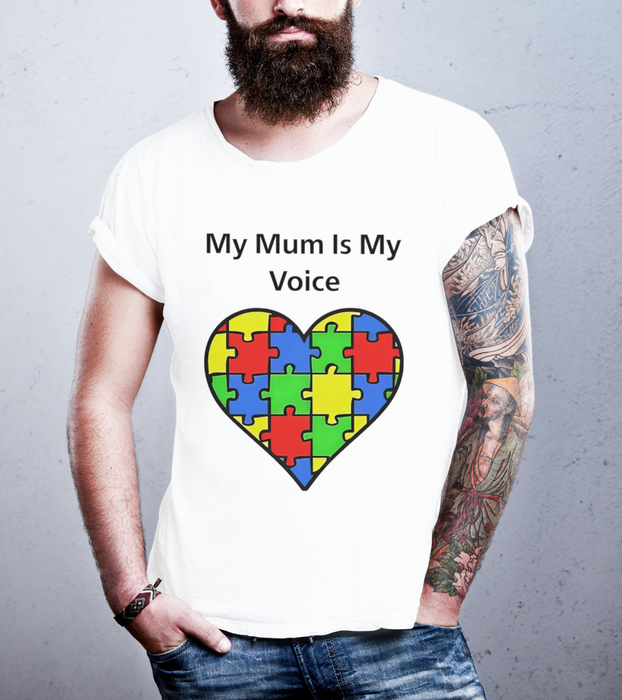 My Mum Is My Voice Heart Puzzle Pieces T-Shirt